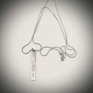 Sterling Silver LOVE Engraved Bar Pendant on Sterling Snake Chain